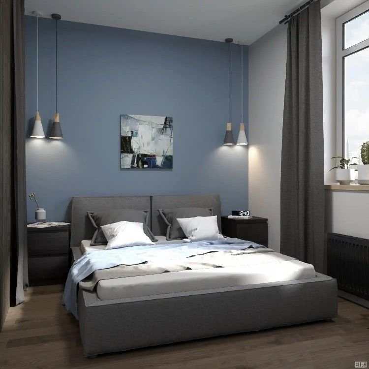 warna cat kamar tidur sejuk biru abu