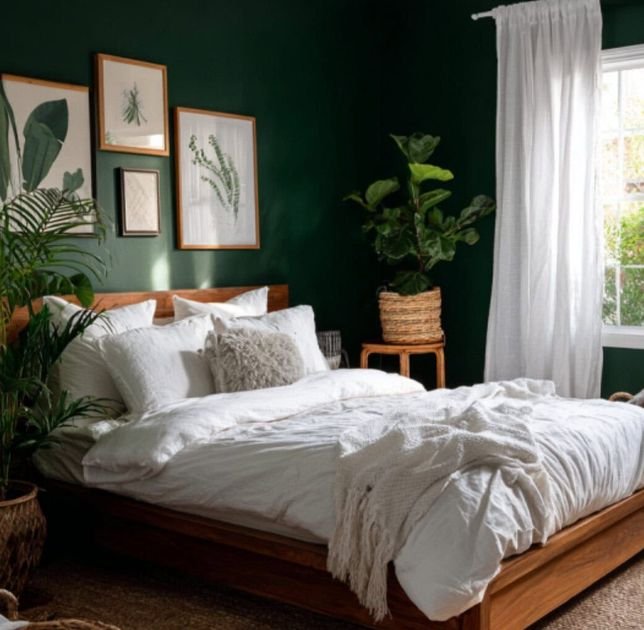 warna cat kamar tidur sejuk forest green
