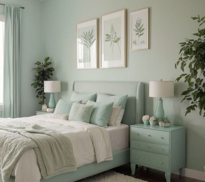 warna cat kamar tidur sejuk hijau mint