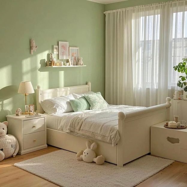 warna cat kamar tidur sejuk hijau sage