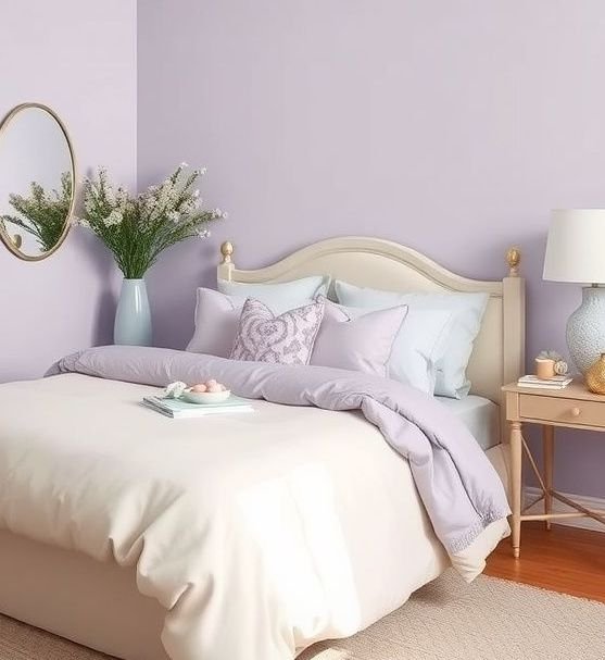 warna cat kamar tidur sejuk lavender muda