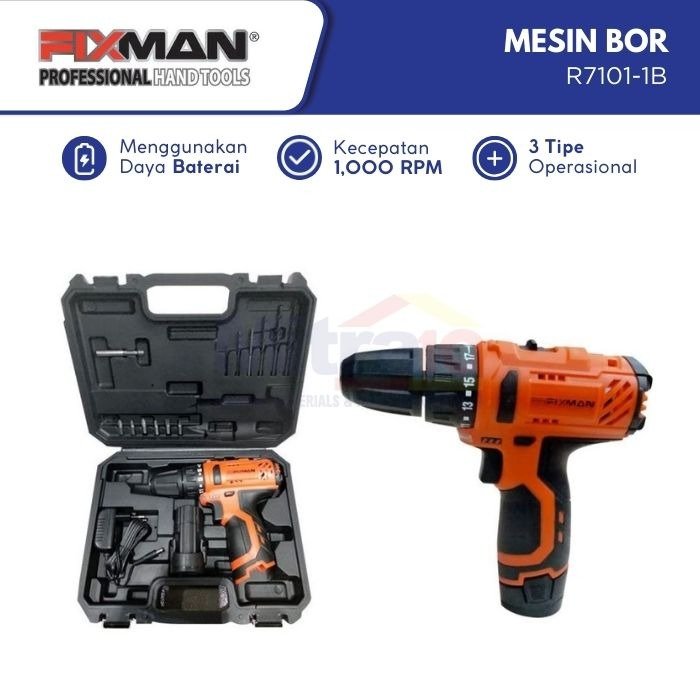 Jual Fixman Mesin Bor Tanpa Kabel R7101-1B Orange
