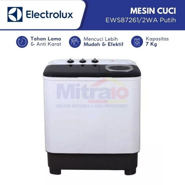 mesin cuci harga 1 jutaan 3. Electrolux Mesin Cuci 2 Tabung EWS87261/2WA – 7 Kg