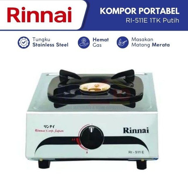kompor portable terbaik Rinnai Kompor Gas Portabel 1 Tungku RI-511E 1TK Putih