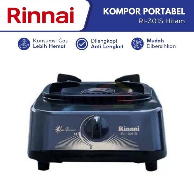 kompor portable terbaik: Rinnai Kompor Portabel 1 Tungku RI-301S Hitam