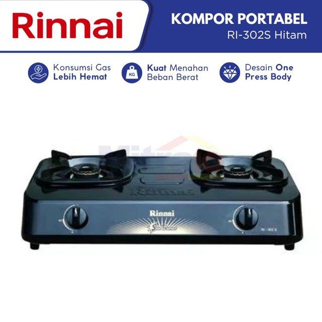 kompor portable terbaik Rinnai Kompor Portabel 2 Tungku RI-302S Hitam