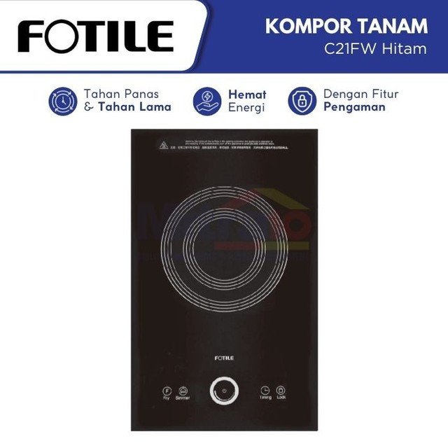 kompor induksi terbaik Fotile Kompor Tanam Kaca C21FW Hitam