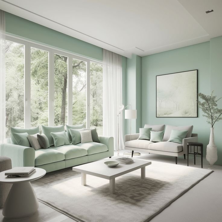 Cat Nippon Paint warna vert clair untuk Ruang Tamu