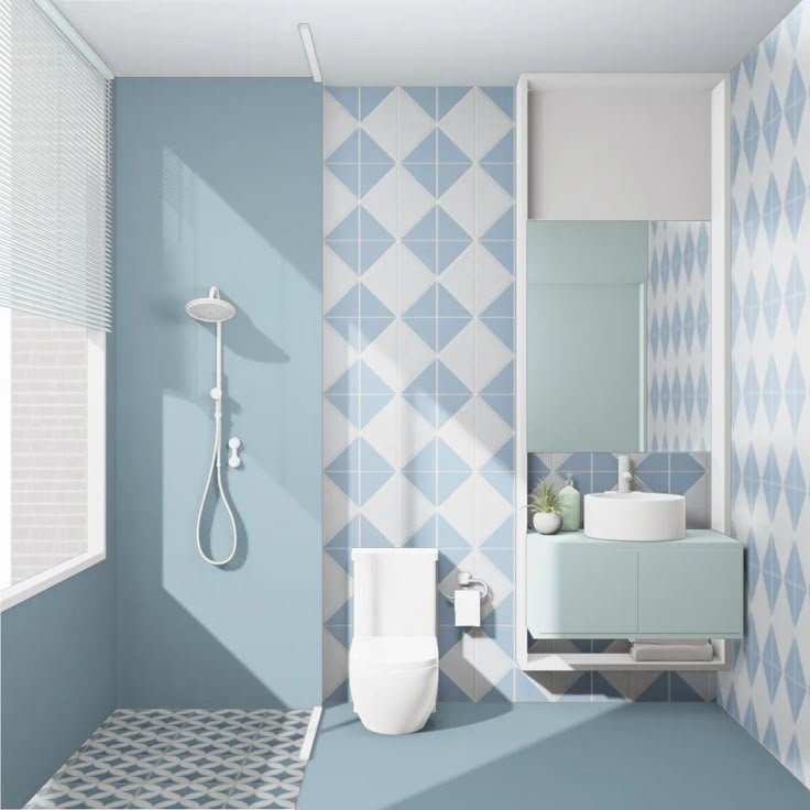Kamar Mandi Biru Tahan Lembap