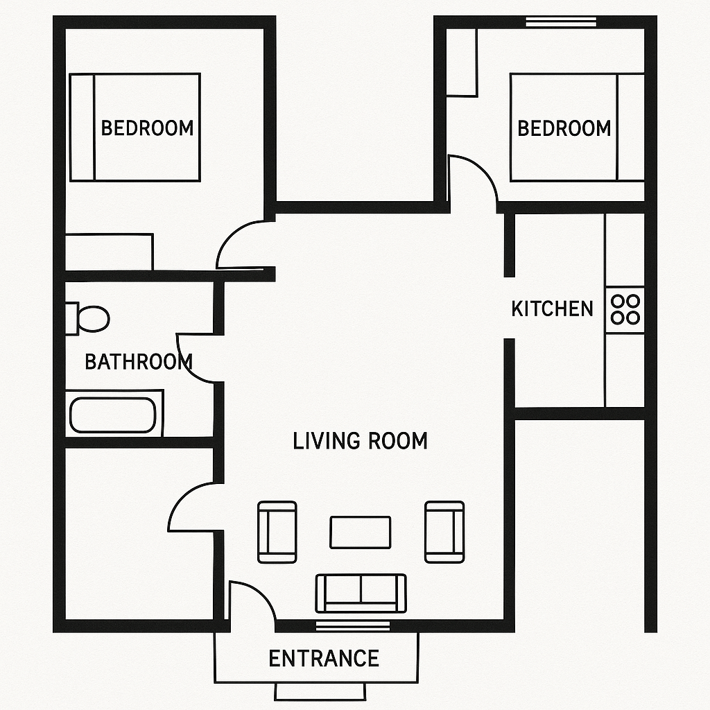 Kamar Tidur di Dua Sisi Berseberangan