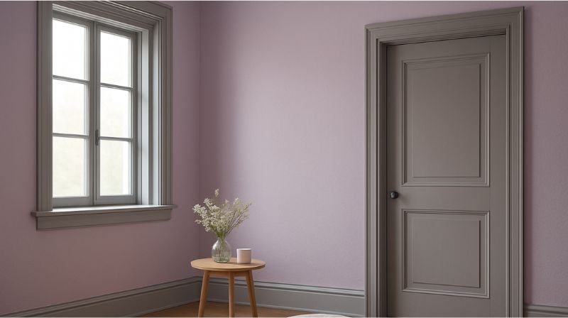 Lavender dengan Kusen Abu-Abu