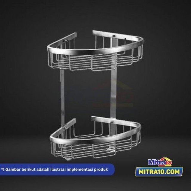 Ceramax Rak Sudut Kamar Mandi Stainless Dua Tingkat XBT-0337-2