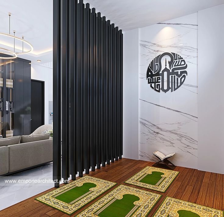 desain mushola rumah minimalis dengan sekat partisi geser