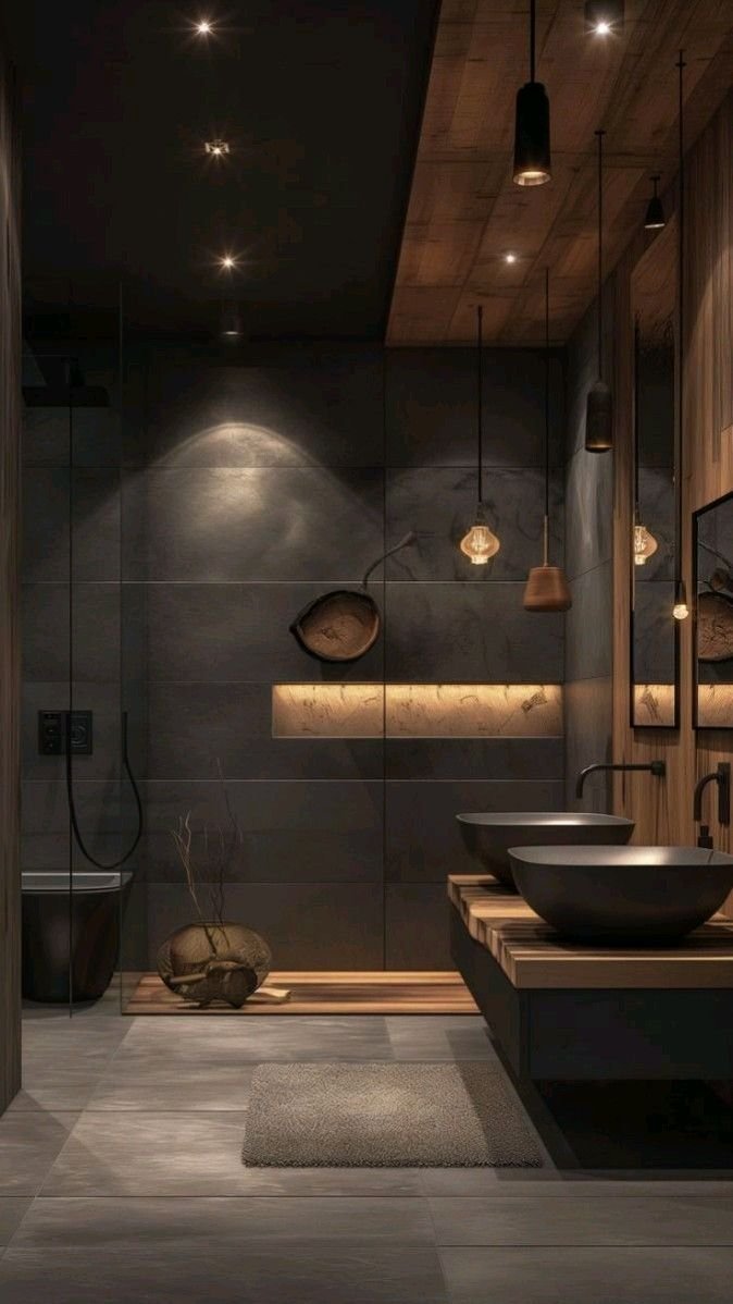 desain kamar mandi Industrial gaya luxury
