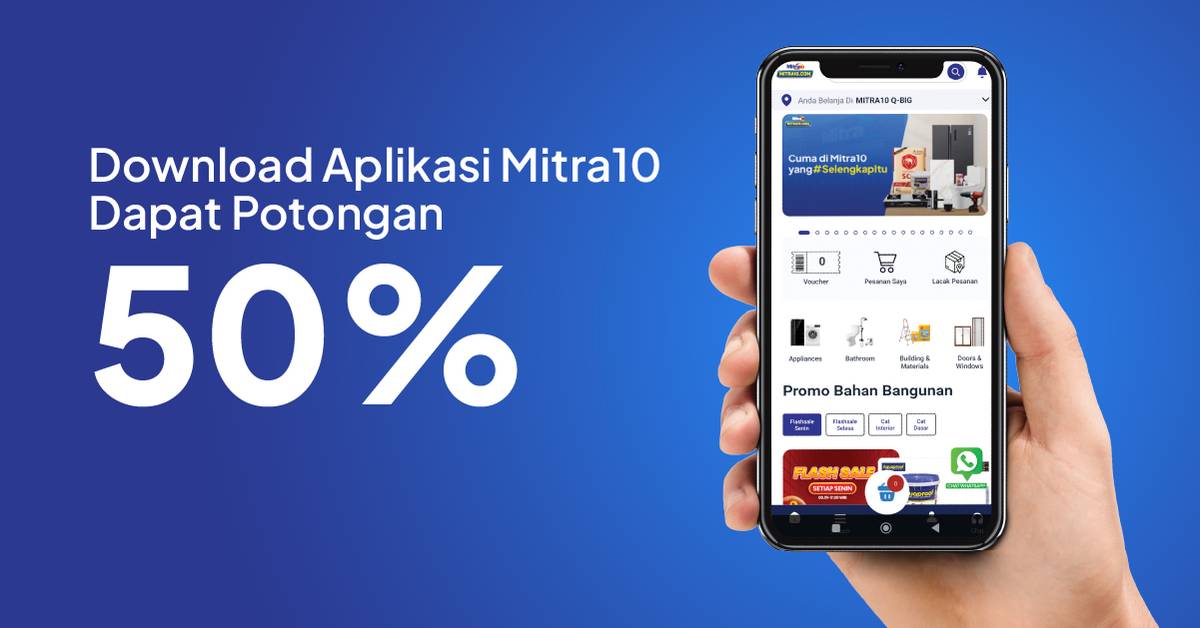 Download Aplikasi Mitra10 | Dapatkan Potongan 50% !