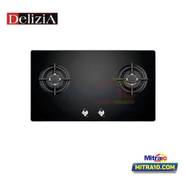 Delizia Kompor Tanam Kaca 2 Tungku DHG820STTGB 80 Cm Hitam