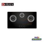 Delizia Kompor Tanam Kaca 3 Tungku DHG830STTGB 80 Cm Hitam
