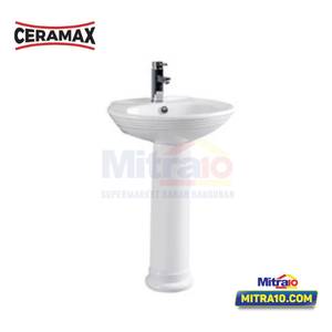 Ceramax Wastafel Dengan Kaki Chelsea FSD014B 45cm X 57cm X 81cm Putih