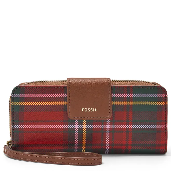 Madison Zip Clutch Red Plaid